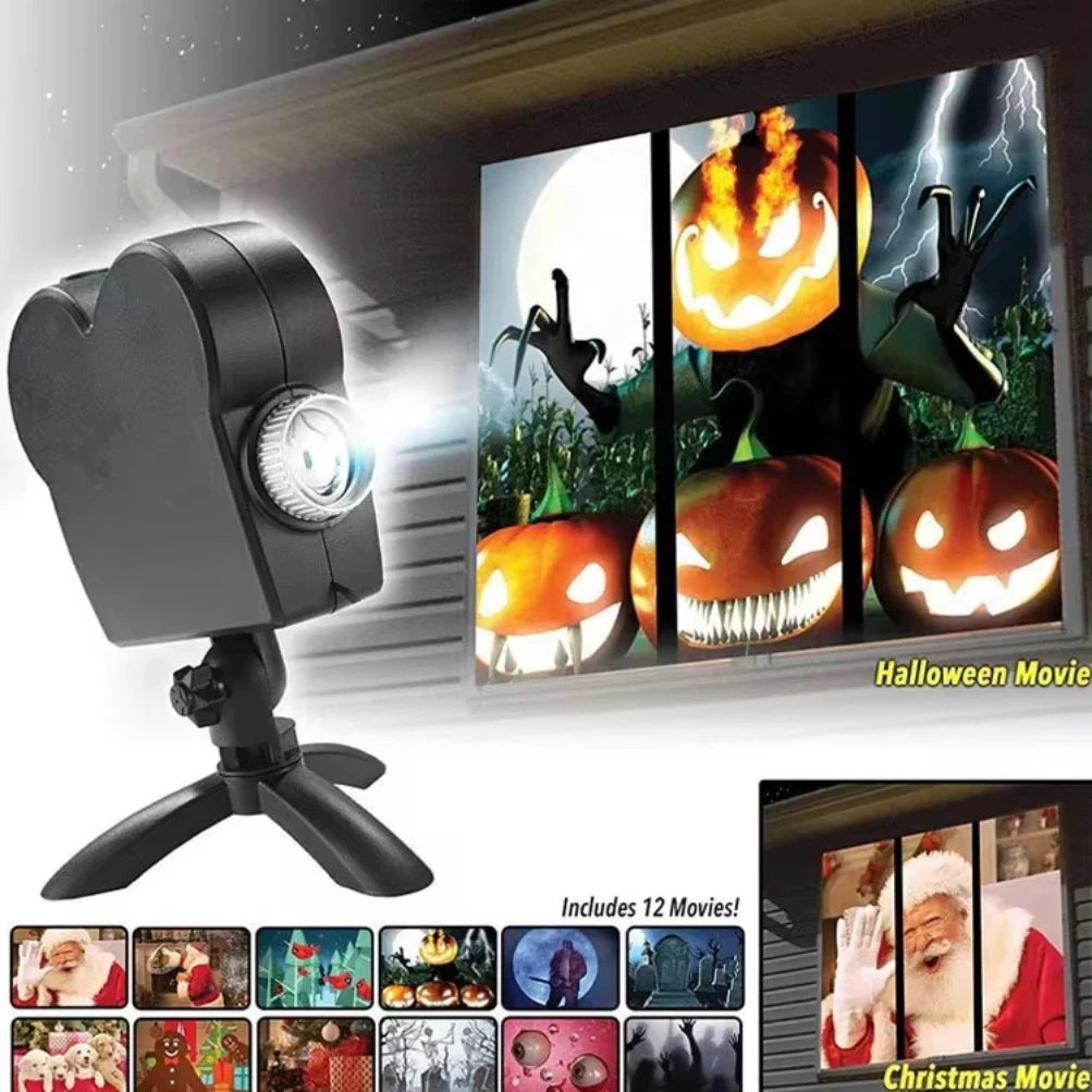 Spooky Nights LED Projector: 12 Movie Halloween & Christmas Home Theater